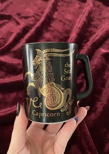 Vintage Celestial Capricorn Mug Federal Glass Zodiac Decor