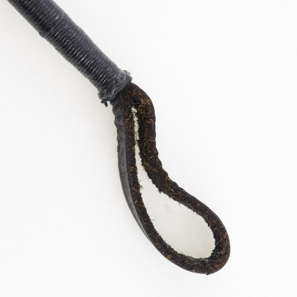 Hermes Paris Horse Crop Leather Metal Riding Short Whip Horseshoe