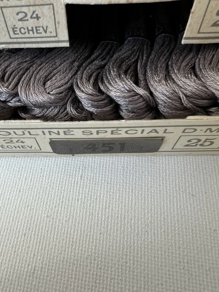 DMC Embroidery Floss COLOR # 451 Dark Shell Gray ~ box Of 24 New - Image 3 of 4