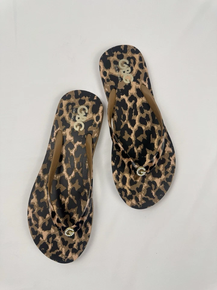 猎豹印花拖鞋水钻夏季海滩时尚度假凉鞋美国 7-8 — 第 4/4 张图片
