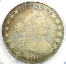 1805 Draped Bust Half Dollar 50C Coin - Certified PCGS Fine Details - Rare!