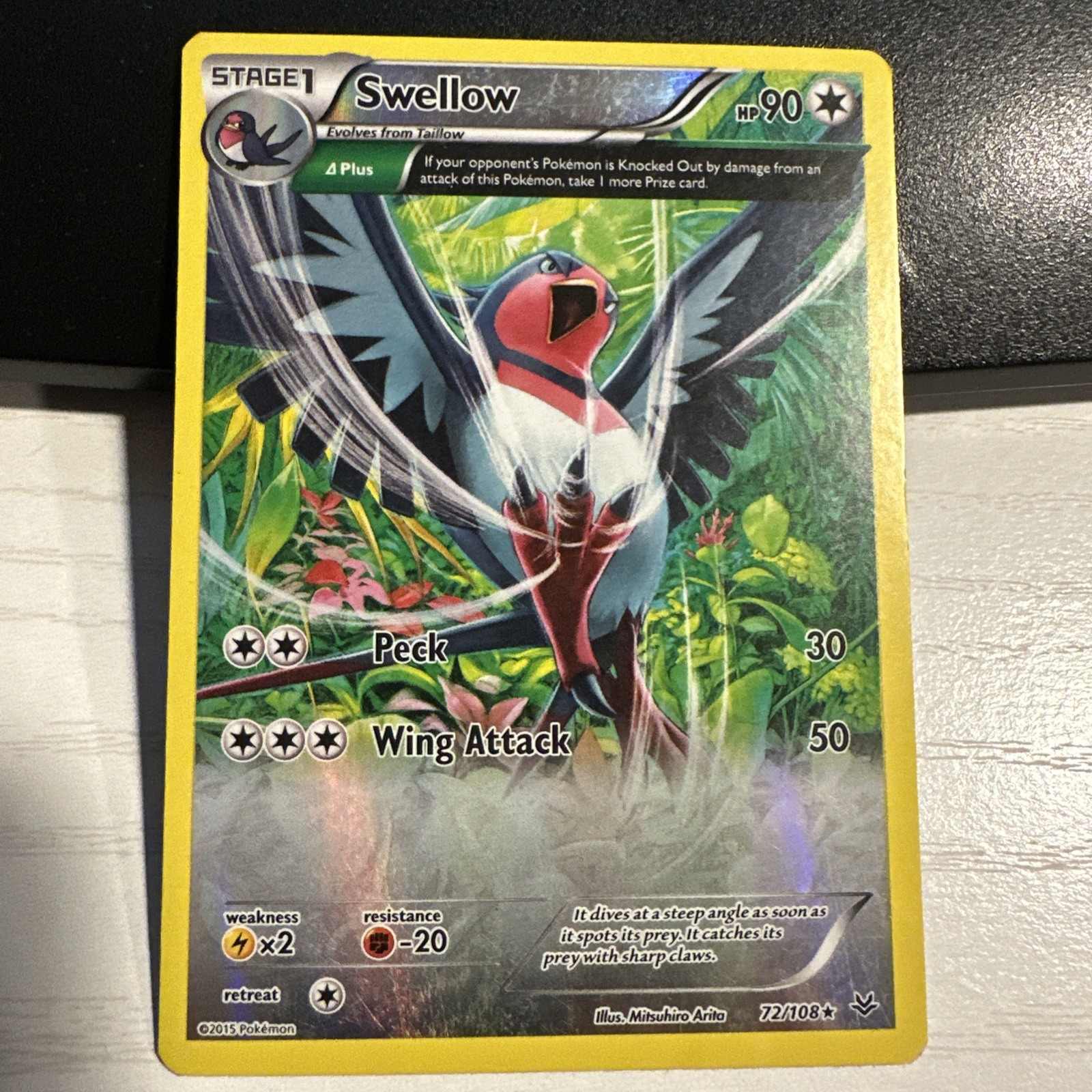 Swellow (72 Delta) 72/108 Roaring Skies Holo