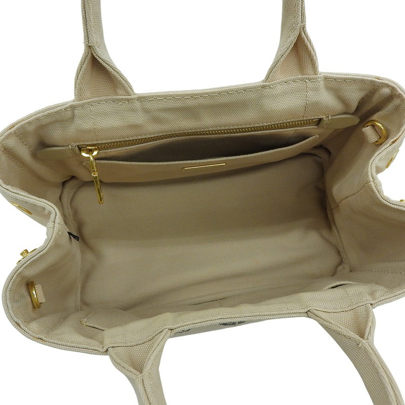 PRADA Canapa 2WAY Bag Handbag Shoulder Bag Canvas Beige 1BG439 Used  OB2766 from thumbnail 5