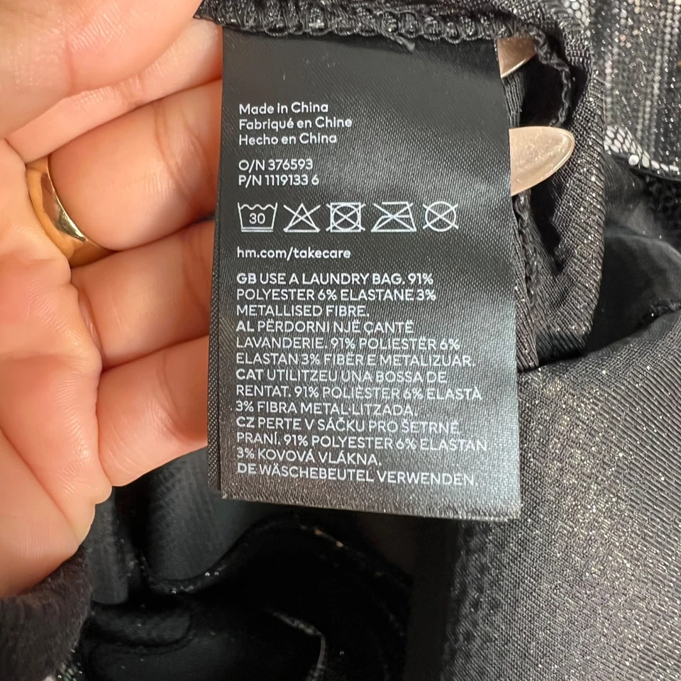 Vestido de fiesta H&M plateado lentejuelas manga larga para mujer talla mediana ¡NUEVO! Foto 4 de 4