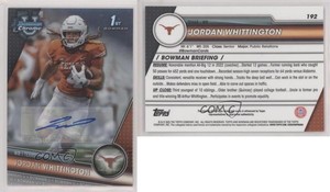 2023 Bowman U Chrome Chrome Prospect Auto Jordan Whittington #192 Auto