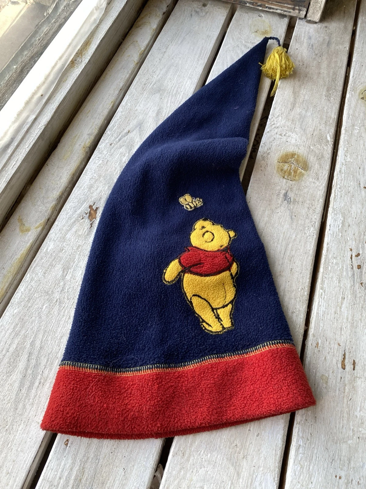 Vintage 90s Disney Pooh Beanie Snowcap Snow Ski Fleece Hat