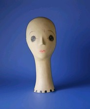 Vintage Hand Painted MCM Long Neck Mannequin Head Store Display Hat Stand