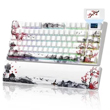 Womier 75% Wireless Mechanical Keyboard with Color Multimedia Screen Gaming C...