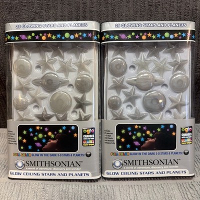 2 Smithsonian 3D Glow In The Dark Stars Planets Set, Full Color Adhesive Putty