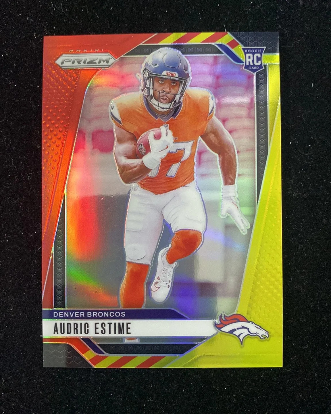 2024 Panini Prizm Red Yellow #306 Audric Estime RC Rookie 19/44 Broncos N-Q