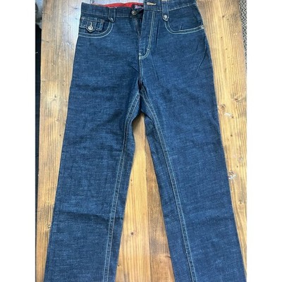 Blyn Xpress Mens Dark Wash Straight Leg Jeans Contrast Stitch Y2K  36x34