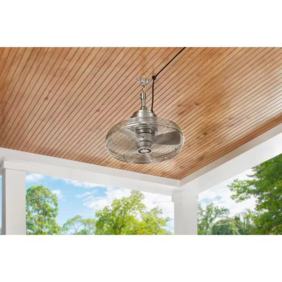 Hampton Bay Conyer 20 in. Indoor/Outdoor 3-Speed Fan Silver w/ Hanging Hook - Image 2 of 4