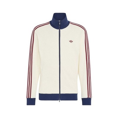 adidas Originals Stand Collar Zipper Striped Knit Jacket