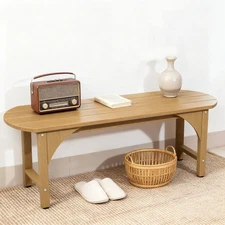 Modern HIPS Garden Bench Outdoor - Minimalist Backless Patio Bench with Slats