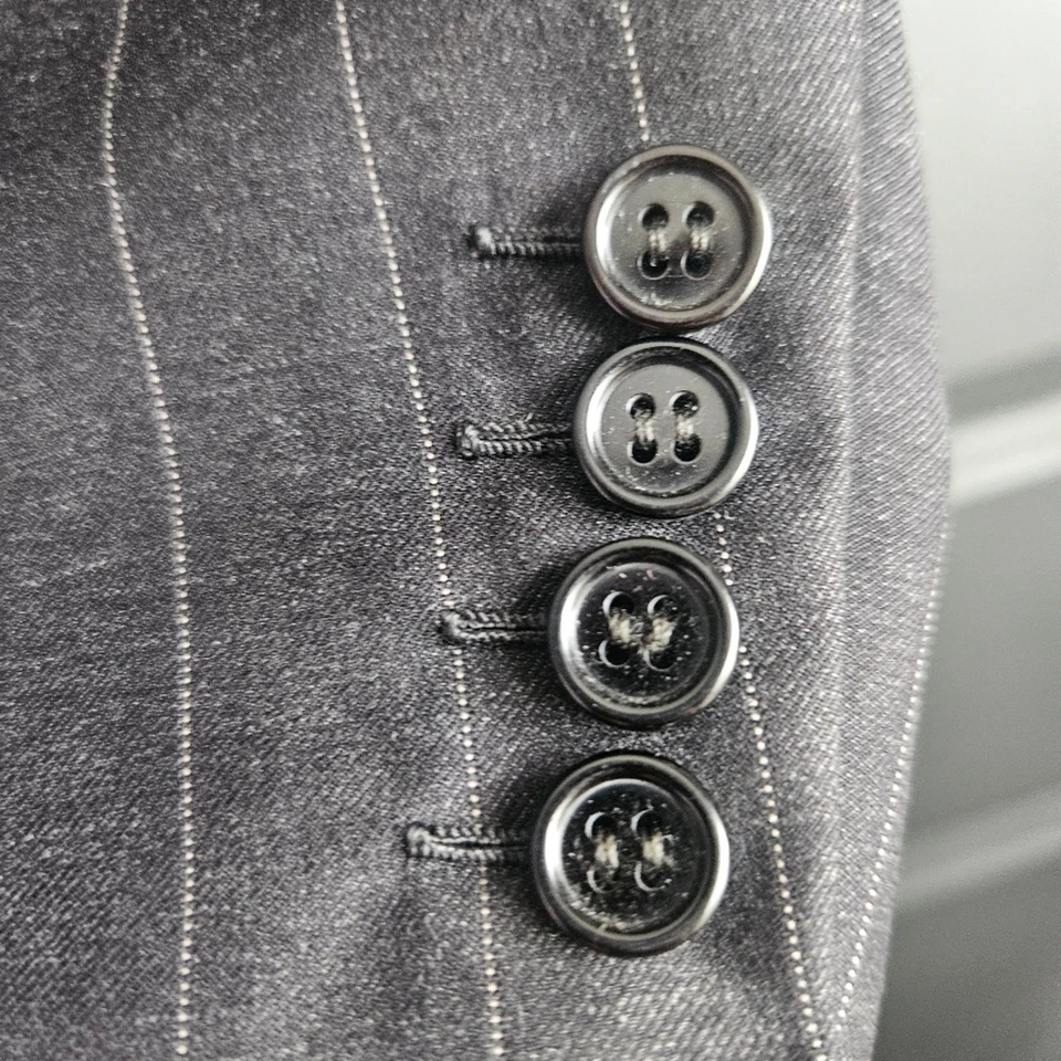 Traje Blazer BRIONI 46L Para Hombre Gris Rayas Lana Doble Pecho Hecho en Italia De Colección Foto 3 de 4