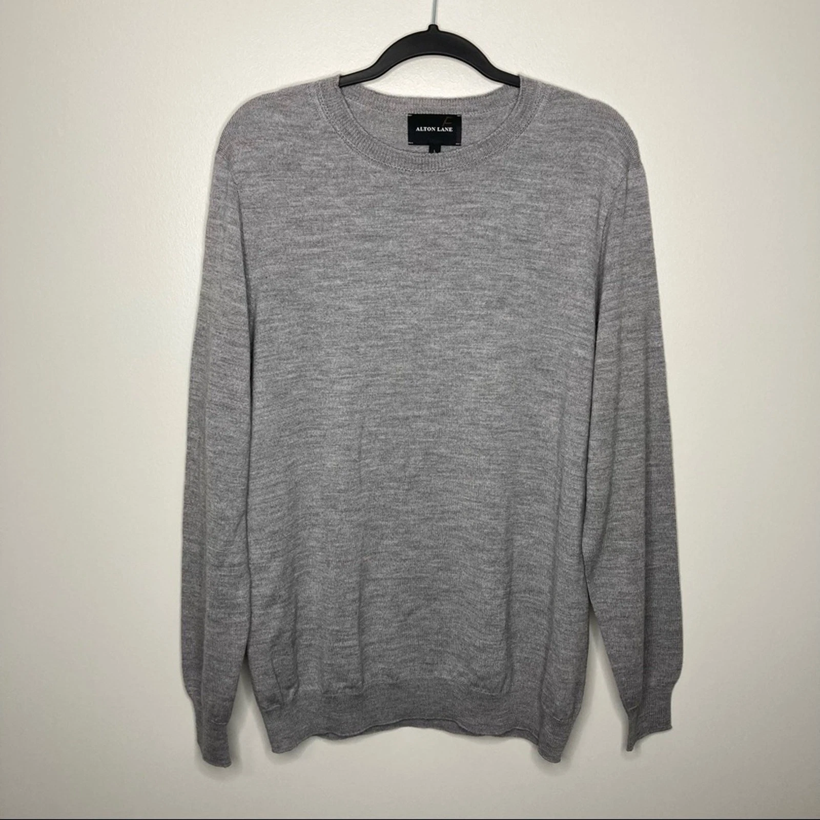 ALTON LANE 100% Merino Wool Gray Crew Neck Sweater Large