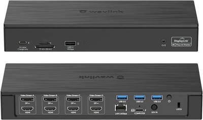 WAVLINK DisplayLink Docking Station Quad Monitor 5K 100W Charging
