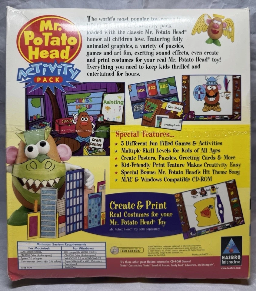 Sealed Hasbro Mr Potato Head Activity Pack CD PC Win/Mac Boxed 1997 - Rare - Image 2 of 4