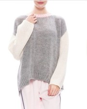 Xirena Vail Apres Color Block Knit Ski Sweater Gray Pink Cream Alpaca Wool sz S