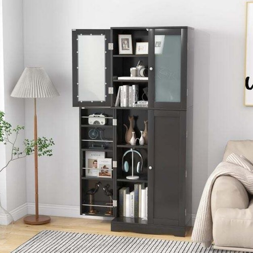 Free Standing Kitchen Pantry Larder Display Cupboard Cabinet Storage Unit Tall - Picture 4 of 6