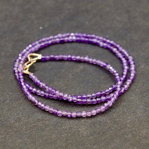 Amethyst Februar Geburtsstein facettierte runde Edelstein Perlen Damen Halske... - Bild 7 von 12