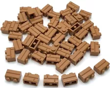 Lego 50 New Medium Flesh Nougat Bricks Modified 1 x 2 with Masonry Profile