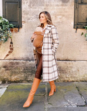 Euc Gal Meets Glam Bronwyn Coat, Xs, Wool Blend, Cream Plaid