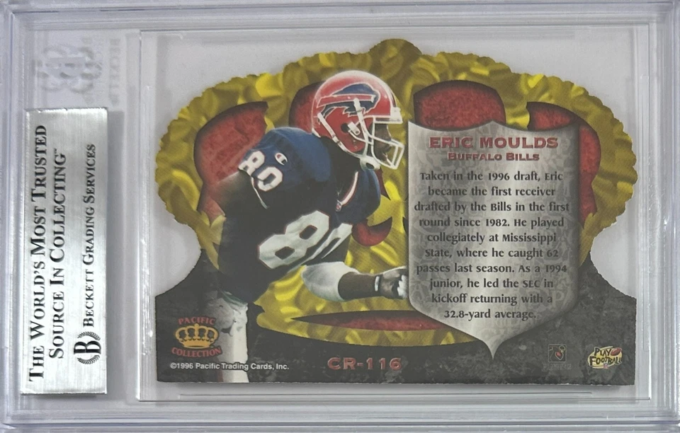 Eric Moulds autografiado firmado Pacific 1996 #CR 116 Buffalo Bills BAS Encap radiocontrol Foto 2 de 3