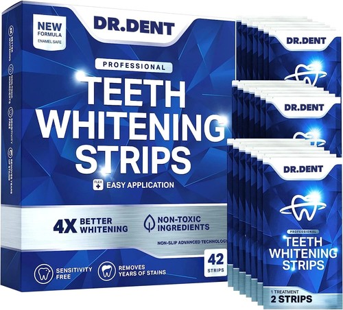DRDENT Professional Teeth Whitening Strips 21 Treatments - Safe for Enamel - Non