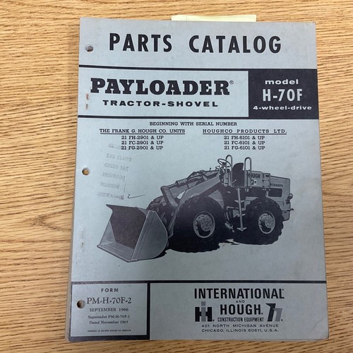 International Hough H-70F RICAMBI MANUALE LIBRO CATALOGO RUOTA PAYLOADER PALA GUIDA - Foto 1 di 4
