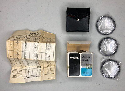 Vivitar Close Up Lens Set (+1, +2, +3) 55mm - Used w/ Original Box, Manual, Case