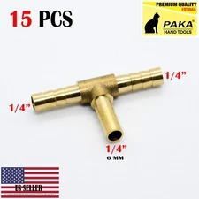 15 PC - 1/4 HOSE BARB TEE Brass Pipe 3 WAY T Fitting Thread Gas Fuel Water Air