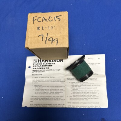 NEW HANKISON ELEMENT E1-12 HF SERIES GRADE 1 MAX OIL REMOVAL FILTER COMPRESSOR