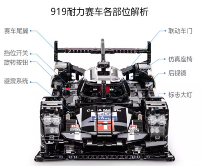 グレコFA95 LEGO MOC Brand CADA Technic Porsche 919, 1:95 Scale, Race Car