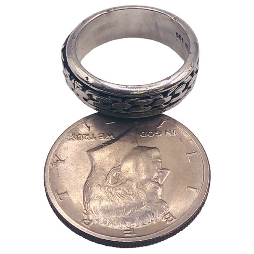 Spinning Spinner Fidgit 925 Sterling Silver Band Ring Size 12.75 - Picture 6 of 9