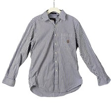 Chaps Ralph Lauren Crest Striped Button Down Long Sleeve Shirt Men Size 16 34/35