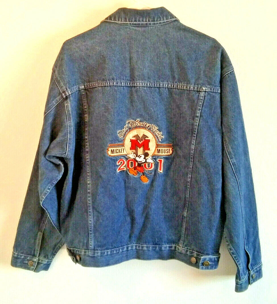 Walt Disney World men s size M Jean jacket blue Mickey Mouse 2001