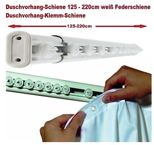Duschvorhang Schiene 125 220cm Weiss Federschiene Duschvorhang Klemm Schiene Ebay