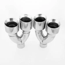 Pair Staggered Dual Wall Quad 4.5" Out Exhaust Tips 3" IN Slant Stainless Steel