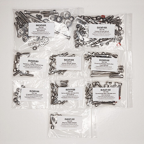 Kit vis inox Ducati 888 pour un moteur fiable de 1993 à 1995