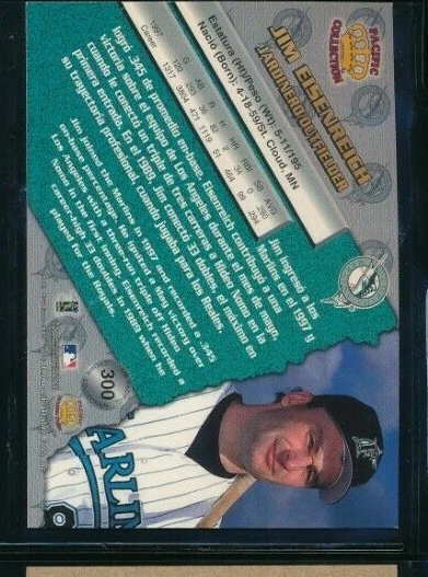 1998 Pacific #300 Jim Eisenreich Florida Marlins Baseball Signed Autograph TPD34 - Image 2 of 2