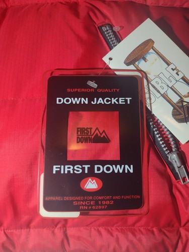 First Down Puffer Goose Down Vest Red / Black XL - Picture 5 of 15