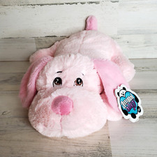 Animal Alley Toys R Us Fuzzy Pink Stuffed Animal Plush Puppy Dog Laying 2017 NWT