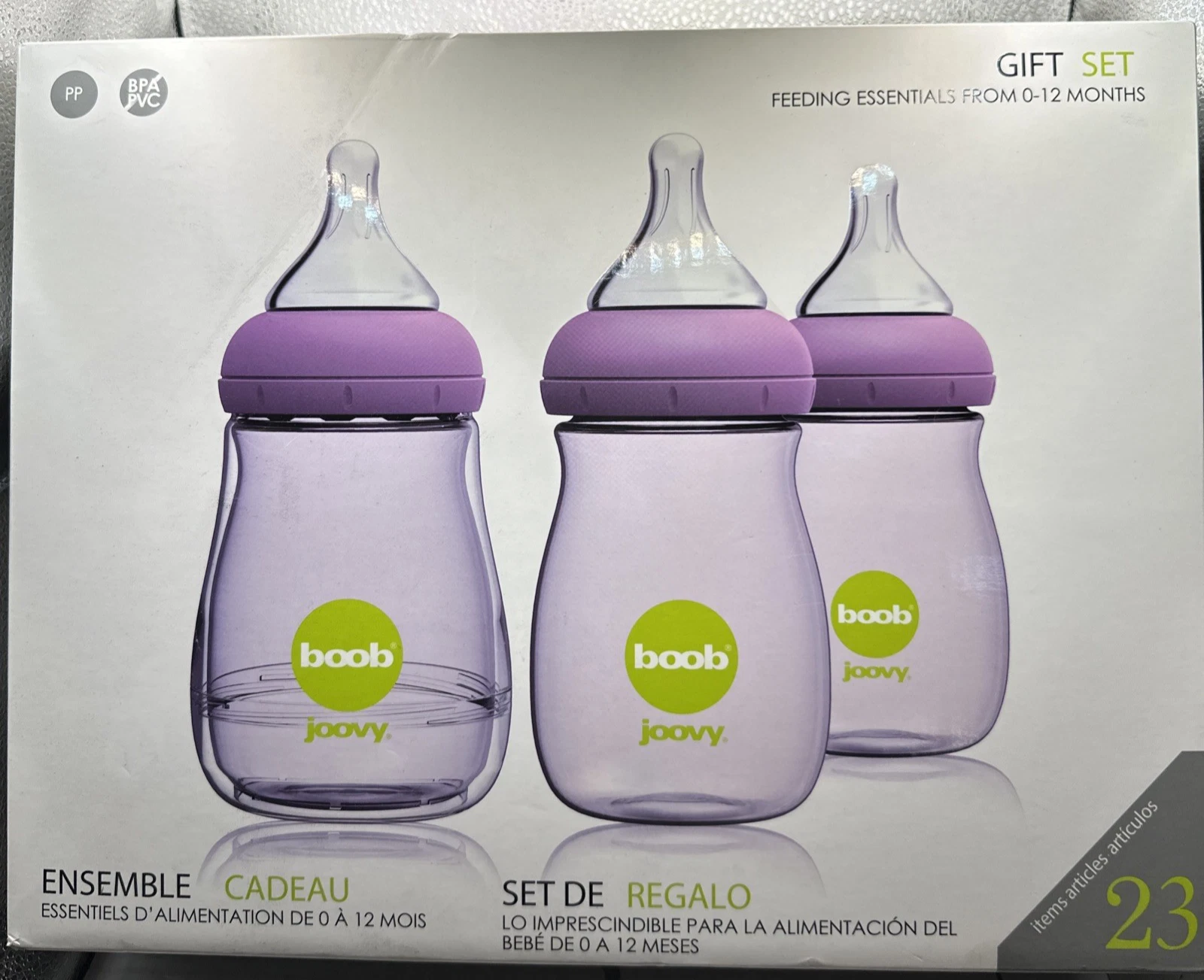 Joovy Boob PP Baby Bottle Gift Set, Purpleness , 23 Piece Set NEW
