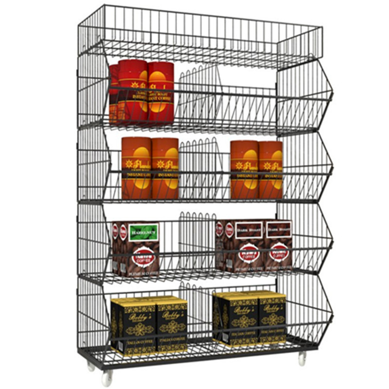 Retail Display Rack Shelf 5Tier White Black Wire Grid Merchandise ...