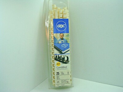 GBC CombBind Binding Spines 1/2'' Spine White 85 Sheet Capacity 25 Pack NIB
