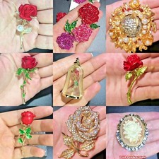 Beauty Rose Flower Brooch For Women Lady Classic Fashion Pin Jewelry Gifts Lover