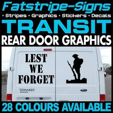 to fit FORD TRANSIT LEST WE FORGET ARMY STICKERS GRAPHICS CAMPER VAN MOTORHOME