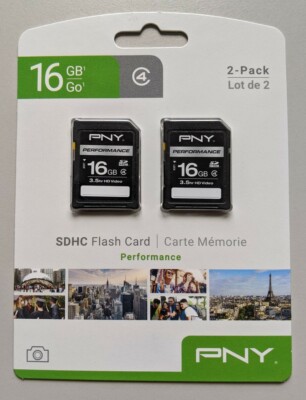 2 Pack 16GB SD Memory Card SDHC Card Slot 3.5 Hour HD Video NEW Flash Storage