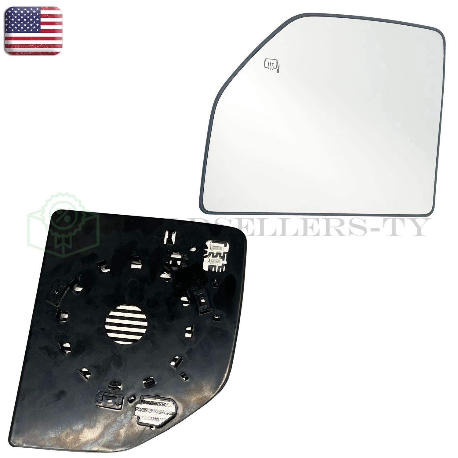 Driver Left Side Mirror Glass Heated No-Blind Spot for F350 Super Duty 2017-2022